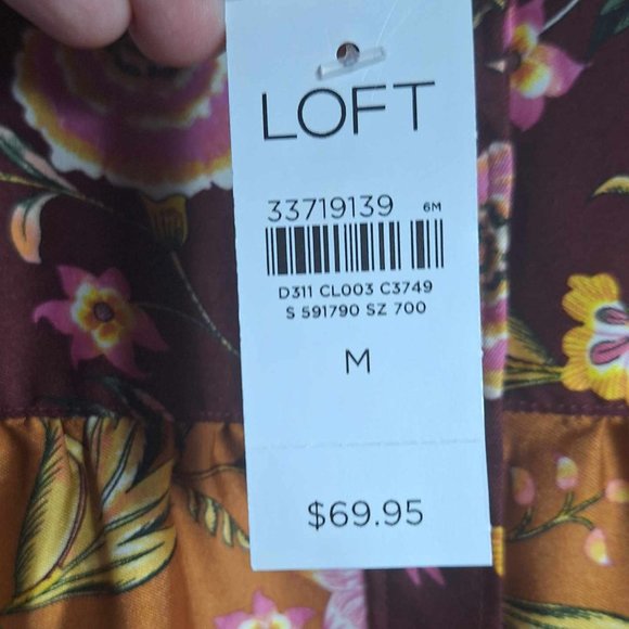 Loft Mixed Print Floral Henley Blouse Size Medium - Picture 12 of 13